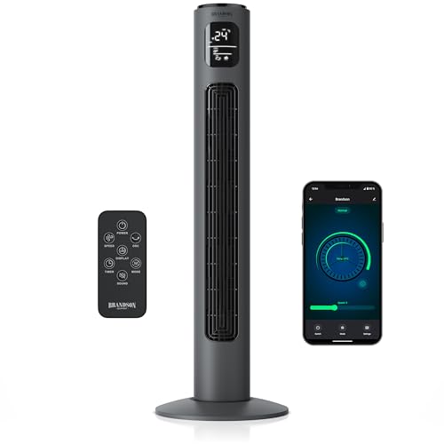 Brandson - Turmventilator ECO mit DC Motor - sehr leise – Wlan Smart Home mit App/WiFi Alexa Sprachsteuerung - Großes LED-Display – Ventilator mit Fernsteuerung – Oszillation – Preisträger 2025