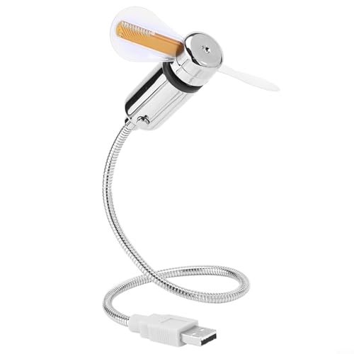 USB-Uhr-Ventilator, mit Echtzeit-Temperaturanzeige, flexibles schlangenähnliches Design für Büro und Schlafzimmer