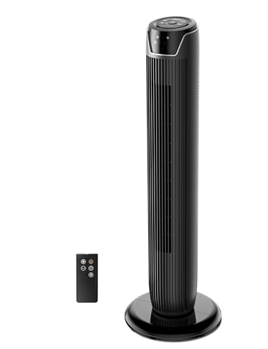 Midea FZ10 17JR Leise 92CM, mobiler Lüfter,Ventilator Säulenventilator,7 Stunden Timer,3 Modi,3 Geschwindigkeiten,45W Standventilator,Schwarz