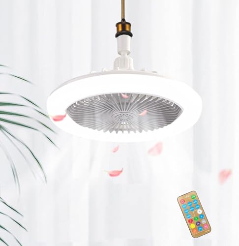 Deckenventilatoren Beleuchtung Fernbedienung, Timing, 3 farbig dimmbare LED, kleine elektrische Ventilatorlampe für kleine Räume, Schlafzimmer, Zuhause, Büro