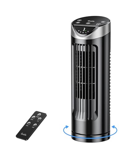 Grelife Turmventilator mit Fernbedienung, 13  Ventilator Leise mit 3 Modi 3 Geschwindigkeiten, 90° Oszillierend Tischventilator, 8-Std-Timer, LED-Anzeige, Geeignet für Wohnzimmer, Schlafzimmer, Büro