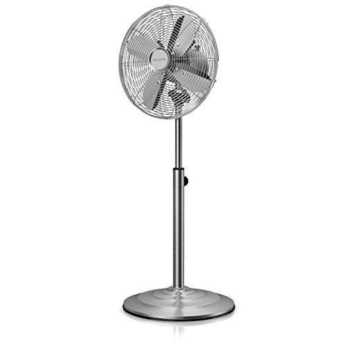 Brandson   Oszillation 80° im Chrom Design   höhenverstellbarer Standfuß   3 Geschwindigkeiten   30° neigbar   Standlüfter mobiler Lüfter   GS   Silverline