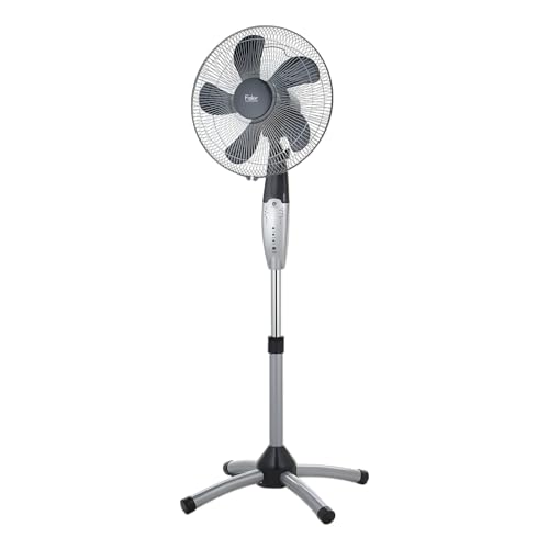 Fakir VC 40 S Standventilator mit Fernbedienung, 55 Watt, höhenverstellbar - Leiser Ventilator mit 3 Geschwindigkeitsstufen und einstellbarem Neigungswinkel, 44cm Korb