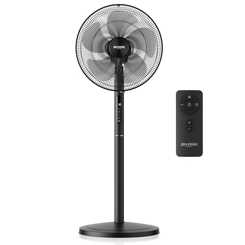 Brandson - DC Standventilator energiesparend ECO - Preisträger 2025 - sehr leise - mit Fernbedienung - Brushless Silent Motor - Oszilation 80° - Ventilator Timer – 12 Stufen