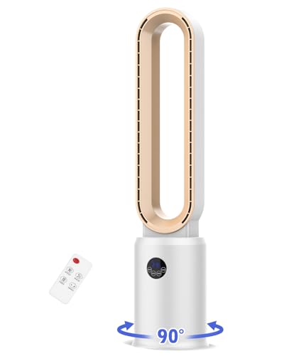  sehr Leise, Rotorlos Luftreiniger,, 24 Stufen, 12H, Oszillierend LED Anzeige, für Zuhause (Golden)