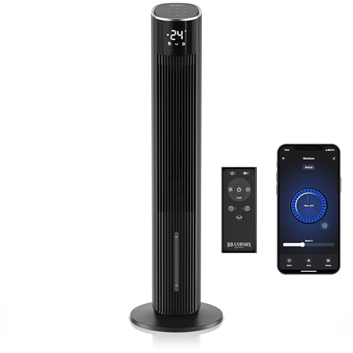 Brandson   Turmventilator Wasserkühlung   Wifi Smart Home   sehr leise ECO GREEN   12 Geschwindigkeiten – Sensor Touch Steuerung   Luftbefeuchter   Klimaanlage mobil   Luftkühler – Oszillation