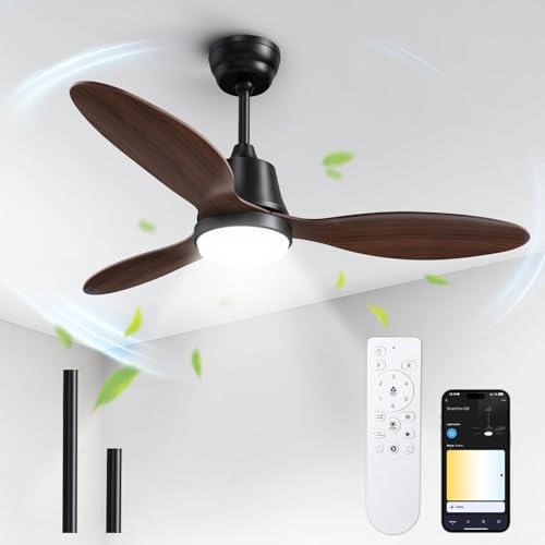 BLITZWILL Beleuchtung, Ø106cm App Steuerung & Fernbedienung Deckenventilatoren Licht LED, 6 Geschwindigkeiten, 3 Farben Dimmbar, Leise DC Motor, Sommer Winterbetrieb, Timer