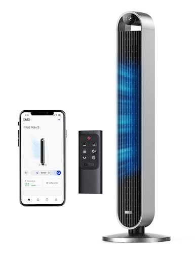 Dreo 25dB Smart Sprachsteuerung, WiFi Alexa, APP Steuerung, 120° Oszillierender Standventilator, 12 Geschwindigkeiten, 4, 12 Stund, Pilot Max S