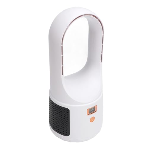 Tragbarer, Blattloser Ventilator, USB-Turbo-Lüfter, Leiser, Leistungsstarker Luftstrom-Tischventilator, 6 Geschwindigkeiten mit Leistungsanzeige für das Büro (White)