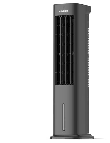 Pelonis 5L Verdunstungskühler, 3 in 1 Tragbarer Luftkühler,, & Automatische Oszillation, 3 Stufen Timer 7H, 2 Kühlpads für Zuhause und Büro