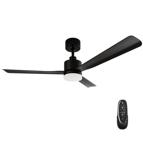 EMKE Deckenventilatore Beleuchtung Leise Lampe Outdoor Schwarz, 3 Farbtemperatur Lampe Celling Fan 132 cm