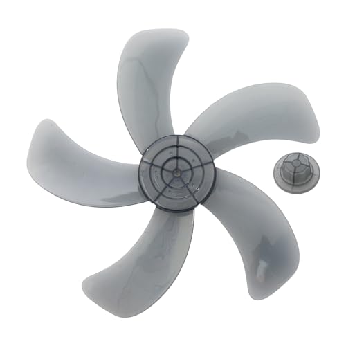 Freebily Universal Kunststoff Lüfterflügel 3/5 Blätter Ersatzteil Ventilatorflügel mit Mutterabdeckung Rotorblatt für Stand Tischventilator Grau G 15.6 Inch