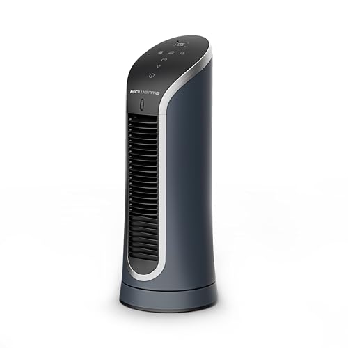 Rowenta Eole Compact Turmventilator, bis zu 60% Energieeinsparung, Effitech-Motor, 6 Geschwindigkeitsstufen, 2 Modi (Auto, Nacht), 8h Timer, kompaktes Design, leise, Schwarz, VU6220F0