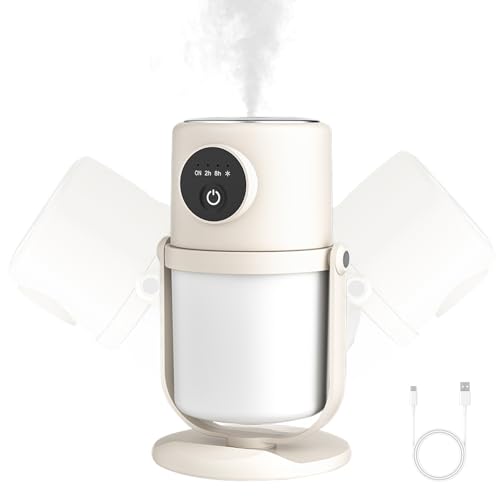 Luftbefeuchter, der Schlafzimmer Luftbefeuchter kann mit einem extrem leisen Ventilator um 360° gedreht werden, und der Raumluftbefeuchter verfügt über mehrere Nebelmodi (cremefarben)