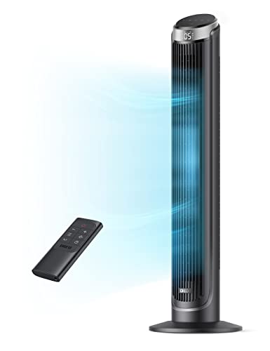 Dreo 28dB Leiser Turmventilator, Kühlung Fernbedienung 5-Geschwindigkeit 4 Modi 12 Std Timer, 90° Oszillierendes Tower Fan Standventilator für Schlafzimmer, Cruiser Pro T3, Schwarz