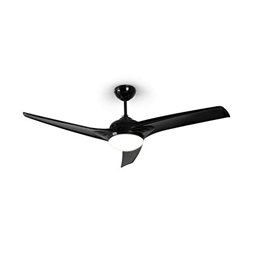 Klarstein Figo Deckenventilator - 2-in-1: Ventilator & Deckenlampe (2 x 42 W), Durchmesser: 52  (132 cm), 3 Flügel, Luftdurchsatz: 10.039 m³/h, 2 Laufrichtungen, 3 Geschwindigkeitsstufen, schwarz