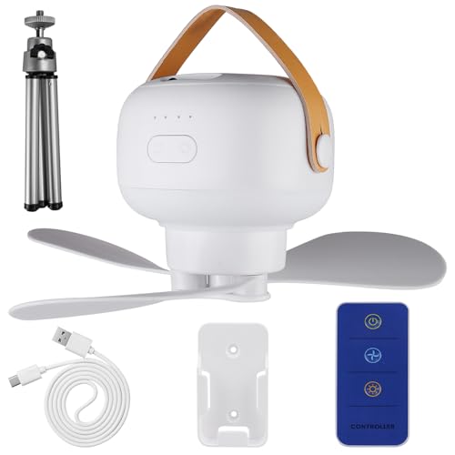 GBKDQQ Campingventilator Tragbarer: CampingLicht LED Campinglampe, Camping Ventilator mit Licht, Wiederaufladbar Zeltventilator mit Fernbedienung Timer USB-Ventilator für Angeln, Wandern, Outdoor