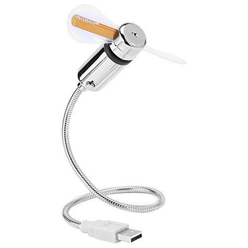 Bewinner USB Flexibler Lüfter für Home Office Tragbarer Desktop-Lüfter mit flexiblem Hals LED Programmierbare Anzeige USB-Lüfter für PC Notebook Laptop