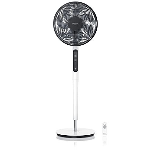 Brandson - DC Standventilator energiesparend ECO - Preisträger 2025 - Fernbedienung - Brushless Silent Motor -sehr leise – Oszilation 60° 90° 120° - Ventilator Timer – 9 Stufen - Turbo Modus - weiß