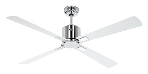 CasaFan Deckenventilator ECO Neo III, 132 cm, mit WLAN, 948232W, Motor aus glänzendem Chrom, wendbare Flügel, Weiß und Grau