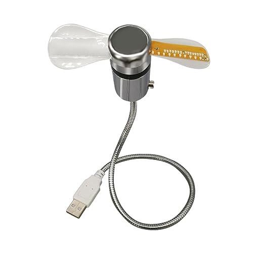 Colcolo Flexibler Kühlventilator, multifunktionaler Ventilator, praktisch, Echtzeit-USB-Uhr-Ventilator, LED-Uhr-Ventilator für Wohnheim, Café,