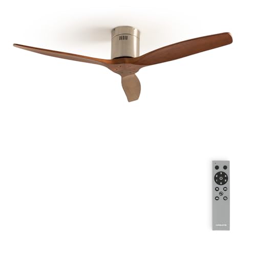 CREATE / WINDCALM/Deckenventilator Nickel Dunkelholzflügel Fernbedienung / 40W, Leise, Ø132cm, 6 Geschwindigkeiten, Timer von 1 bis 4 Std., DC Motor, Sommer Winterbetrieb