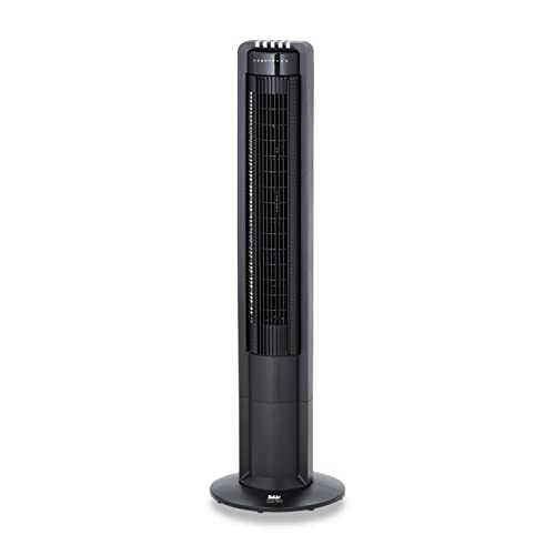 Fakir prestige TV 18 –Turmventilator mit Fernbedienung & 3 Leistungsstufen I Ventilator mit 60° Oszillation & Timer-Funktion I Leiser Ventilator mit standsicherem Sockel I Schwarz I 40 Watt