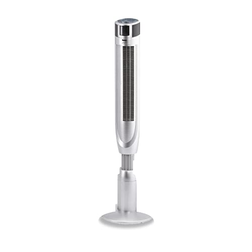 Fakir prestige TVL 30 –Turmventilator mit Fernbedienung, 3 Windmodi & 8 Geschindigkeitsstufen I Ventilator mit 360° Oszillation & Timer-Funktion I Leiser Ventilator mit LED-Anzeige I Silber I 40 Watt