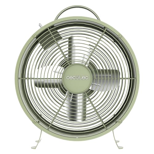 Cecotec - Tischventilatoren EnergySilence 400 RetroDesk Green, 25 W Strom, 8 Zoll, 4 aerodynamische Klingen, minimalistisches Design, 2 Geschwindigkeiten, robuste und stabile Basis