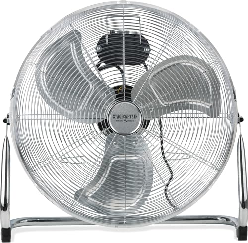 Stagecaptain FV-200 MkII 20  Bodenventilator - 20  (51 cm) große Windmaschine - 3 Gebläsestufen - 120 Watt Leistung - 120° stufenlos neigbar - Verchromte Metallausführung - 1,6 m Netzkabel - Chrom