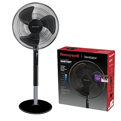 Honeywell Advanced QuietSet Oszillierender Standventilator (5 Geschwindigkeitseinstellungen, Timer-Funktion, Oszillation 70°, Höhenverstellung, Fernbedienung, Einfach zu benutzen) HSF600B