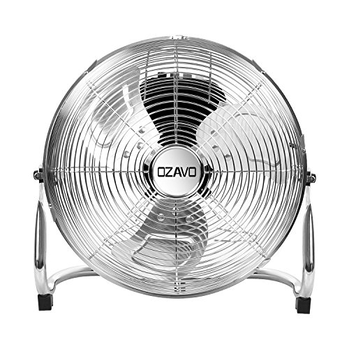 OZAVO Standventilator, Windmaschine ?50 cm mit 3 Laufgeschwindigkeiten, Bodenventilator Power, Tischventilator Metall, Luftkühler, verstellbare Neigungswinkel, 100 W