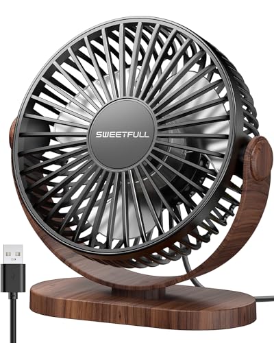 SWEETFULL USB Ventilator, Mini Ventilator Klein Tischventilator Leise, 3 Geschwindigkeiten Desk Fan, Lüfter Einfach zu Tragen für Büro, Zuhause und im Freien
