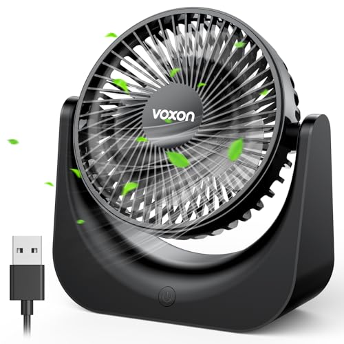 VOXON USB Tischventilator, Mini Ventilator mit fünf Geschwindigkeiten, Ventilator Klein 1,5 m langem Kabel, Tragbarer Ventilator Leise für Desktop, Büro, Zuhause, Schlafzimmer, Küche