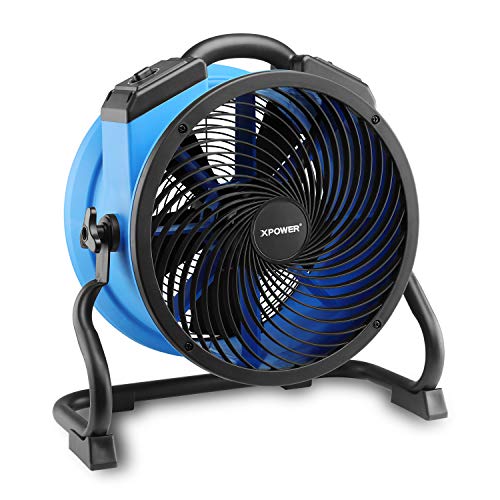 XPower Hochleistungs-Industrie-Hochgeschwi ndigkeits-Luftbeweger für den ganzen Raum, Luftzirkulator, Mehrzweck-Bodenventilator mit variabler Geschwindigkeit (Blau, FC-300 1600CFM)