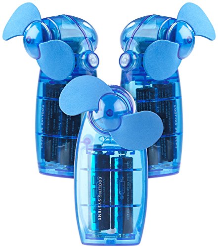 PEARL Taschenventilator: Batterie-betriebener Mini-Hand- und Taschen-Ventilator, blau, 3er -Set (Mini Handventilator, Handventilator batteriebetrieben, Outdoor unterwegs)