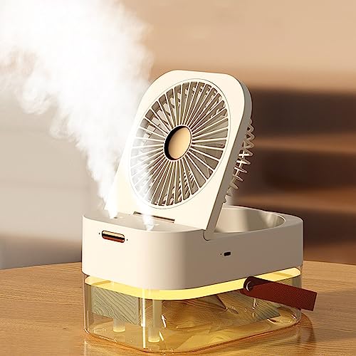 Ankrs Befeuchtungsventilatoren Tragbarer Ventilator Luftbefeuchter 2L, Ultra leise Tischventilator mit Nachtlicht, Usb klein Air Cooler Humidifier mit einstellbarer Winkel