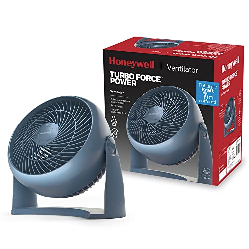 Honeywell TurboForce Turbo-Ventilator - blau Ausführung (Geräuscharme Kühlung, verstellbarer Neigungswinkel bis zu 90°, 3 Geschwindigkeitseinstellungen, Wandmontage, Tischventilator) HT900NE4