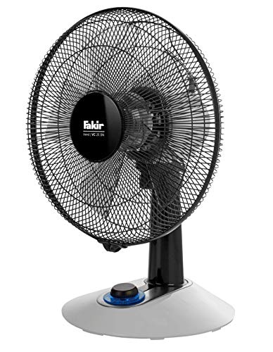 Fakir trend VC 25 N – Tischventilator mit 90° Oszillation, 4 Leistungsstufen & LED-Drehschalter I Leiser Ventilator mit 38 dB (A) für Gästezimmer, Wohnzimmer & Büro I Schwarz/Weiß I 45 Watt