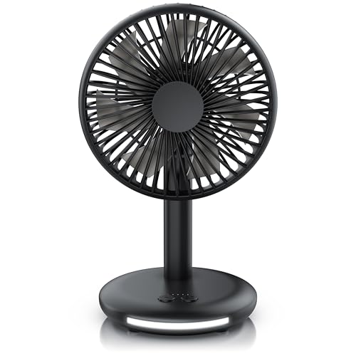 CSL - Tischventilator mit Akku 2000 mAh - USB Mini Desk Fan - Schreibtischventilator - 90° neigbar - mobiler Lüfter - 3-stufige Geschwindigkeit - Ventilator energiesparend - sehr leise