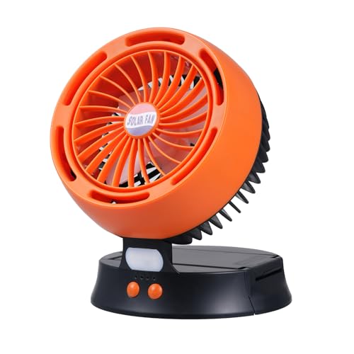 Solar-Campingventilator mit LED-Leuchten, Tischventilator mit abnehmbarem Solarmodul, bürstenloser Motor, leiser Ventilator, batteriebetrieben oder Typ C, Plug-and-Play, für Outdoor-Camping, Angeln