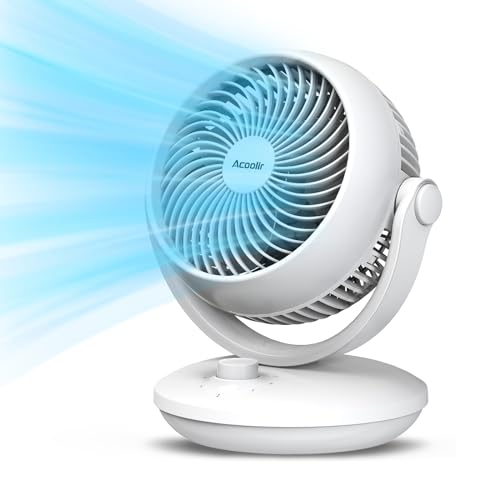 Acoolir Leise 24dB Ultra Leise, Tischventilator Dualer Oszillation 70° Horizontal + 100° Vertikal, 3 Geschwindigkeitsstufen, Klein für, Homeoffice, Wohnzimmer