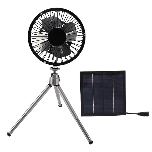 Zunate Solarbetriebener Ventilator, 20 W Campingventilator mit Solarpanel, 13 cm Solarpanel betriebener USB Ventilator und Halterung, Solarventilator für Draußen, Picknick, Grillen,