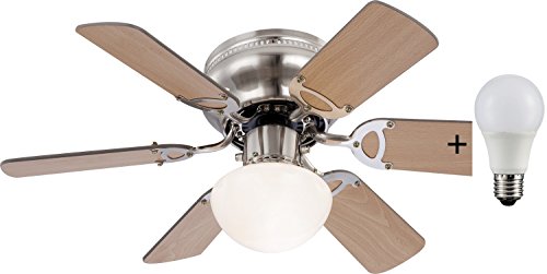 bmf versand® und Zugschalter Leise   Decke Licht LED   6 Flügel Beidseitig Montierbar   Deckenlampe Lüfter Schlafzimmer 3 Stufen   Durchmesser 76 cm