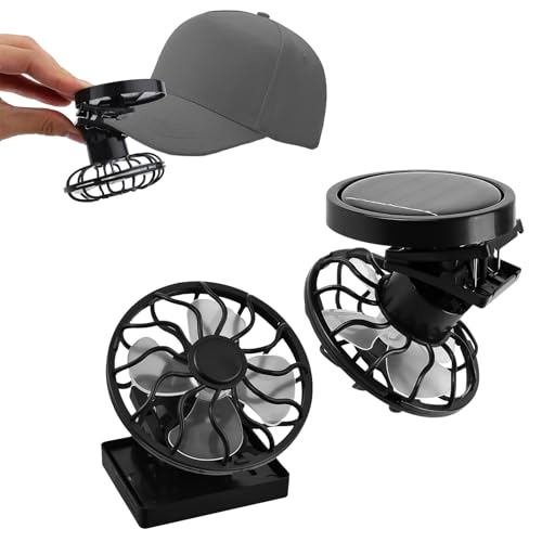 Mini-Solarventilator für Hut, Mini-Solarbetriebener Ventilator mit Clip, tragbarer Outdoor-Ventilator, Fischerhut-Ventilator, elektrischer Ventilator mit Clip zum Angeln, Wandern, Radfahren, 4 Stück