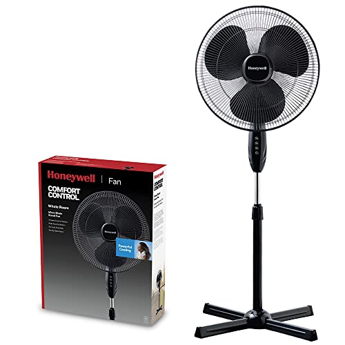 Honeywell Comfort Control Standventilator für den ganzen Raum (3 Geschwindigkeitseinstellungen, Oszillation 90°, Höhenverstellung, 40 cm Klinge, Zusammenbauen ohne Werkzeug) HSF1630