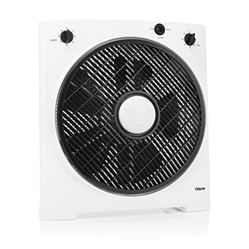 Tisch-Ventilator, 40 Watt Leistung, 30 cm Ø, 3 Leistungsstufen und oszillierendem Gitter, Drehrichtung des Luftstroms einstellbar, Timerfunktion für automatische Abschaltung, Weiß