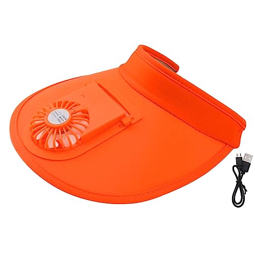 Tnfeeon Sonnenblenden-Hüte mit Ventilator, 3 Geschwindigkeiten, USB-Aufladung, Outdoor-Sommerhut mit Ventilator, Wiederaufladbare Kinder-Visierhüte, Sonnenventilator-Kappe, Sonnenhut, (Orange)