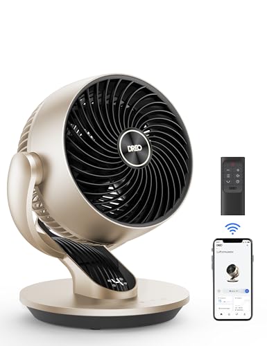 Dreo 28dB Leiser Smart Tischventilator für Schlafzimmer Büro, Fernbedienung Kühlung 21M Windentfernung 4 Geschwindigstufe 5 Modi 12H Timer 90° Auto 120° Manuell oszillierend, Lynx S