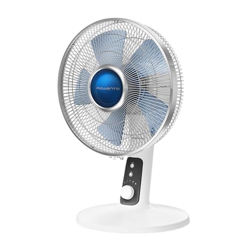Rowenta VU2731 Turbo Silence Extreme+ Tischventilator | leistungsstark | leise mit nur 38 dB(A) | geringer Energieverbrauch | 4 Geschwindigkeiten | automatische Oszillation | sicher | Weiß